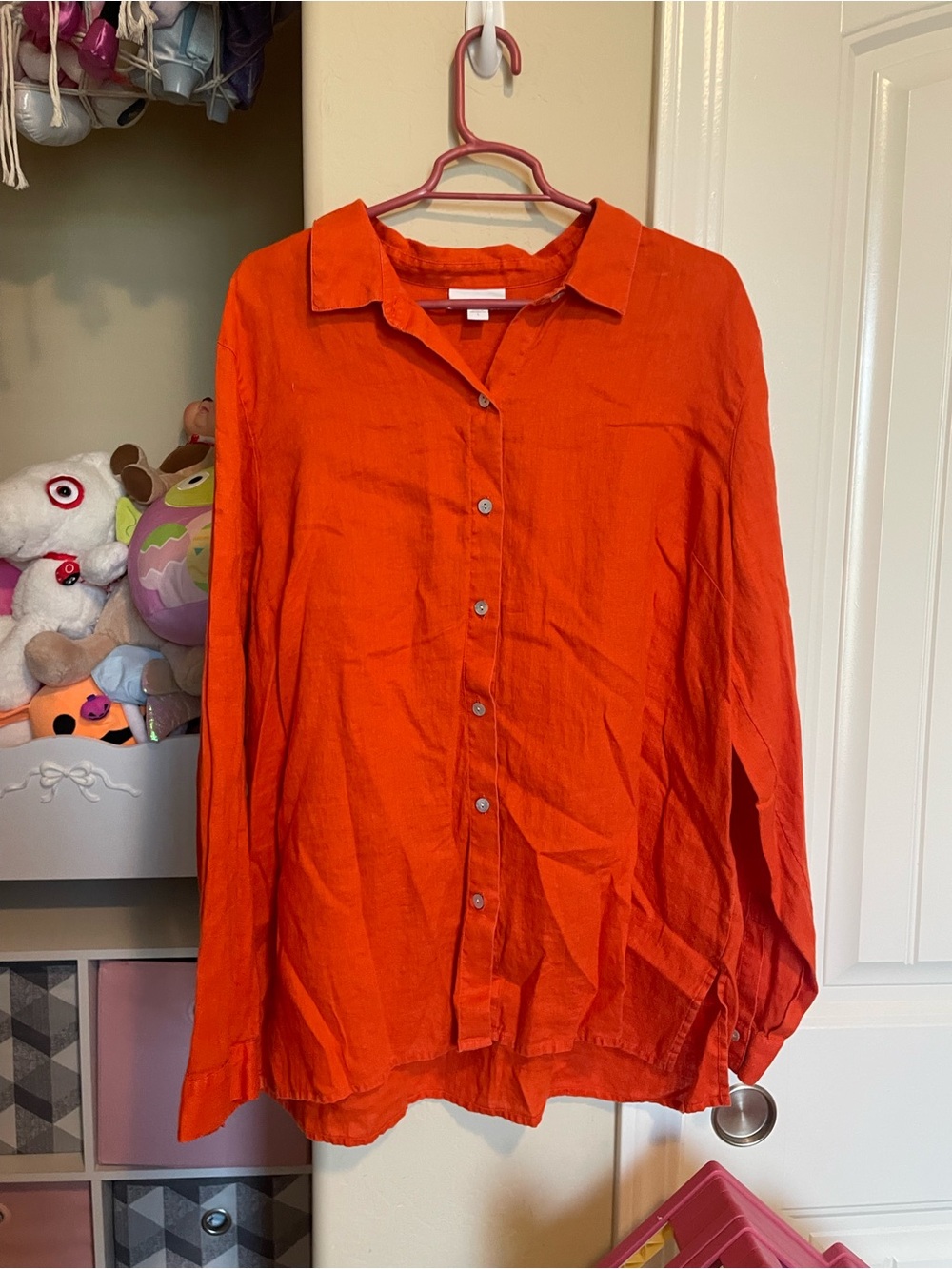 J. Jill Bright Orange Linen Button-Up